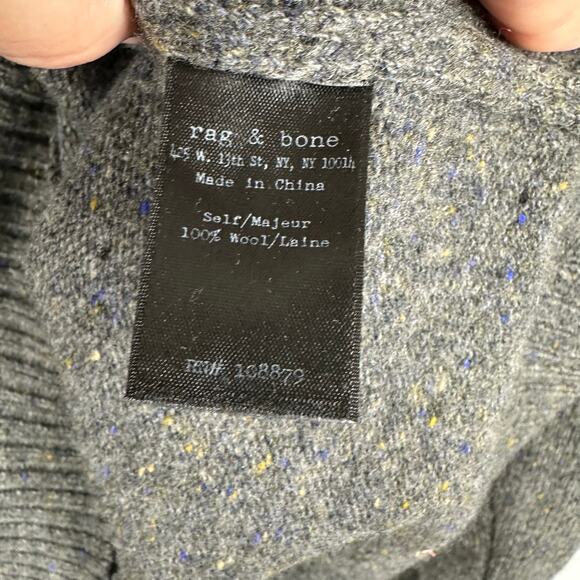 Rag & Bone Mens size XL 100% Wool Charcoal Gray Confetti Nelson Sweater - Picture 9 of 10
